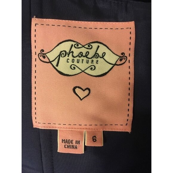 Phoebe Couture Navy Blue Semi Formal Silk Cocktail Dress Strapless Sweetheart 6 - Picture 9 of 12